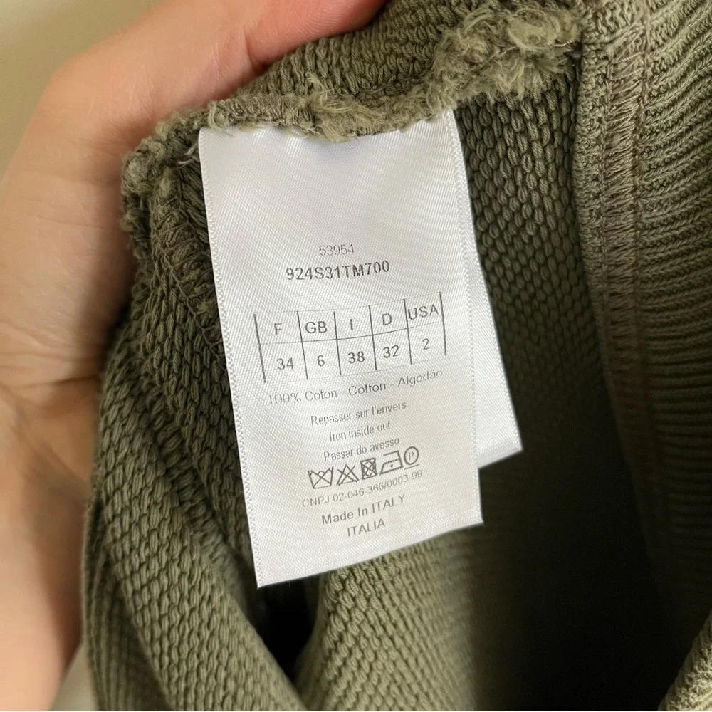Christian Dior Green Lucky Cropped Sweatshirt CD Logo Monogram With Bee 34 2 XS